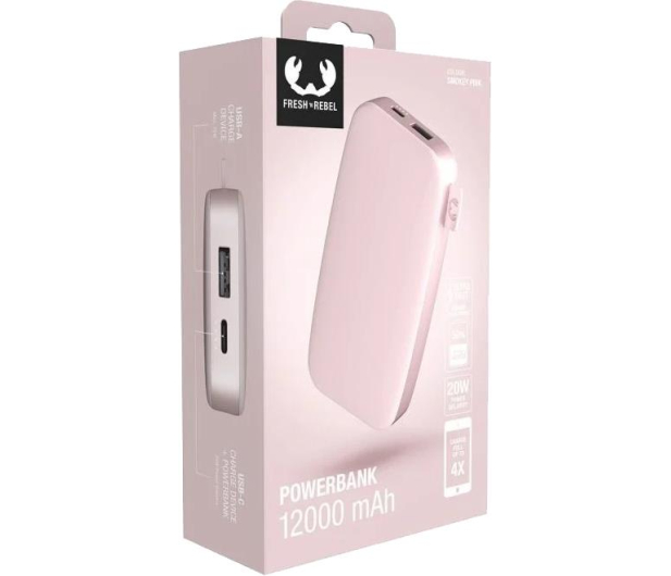 Fresh N Rebel Power Bank 12000 mAh PD Smokey Pink 215332 - 1103370 - zdjęcie 4
